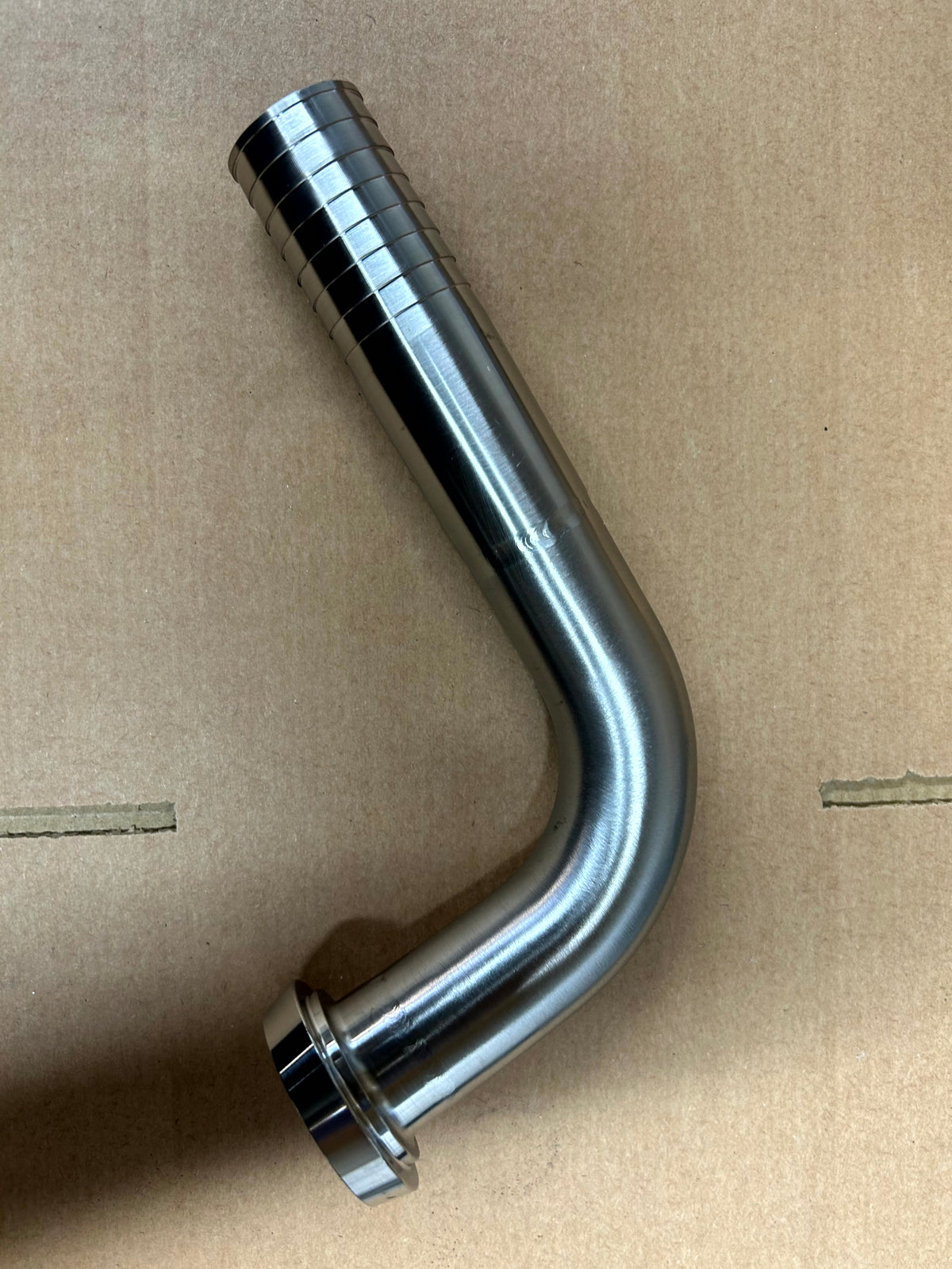 Hosetail to DIN Hygienic Elbow in stainless steel - view 2