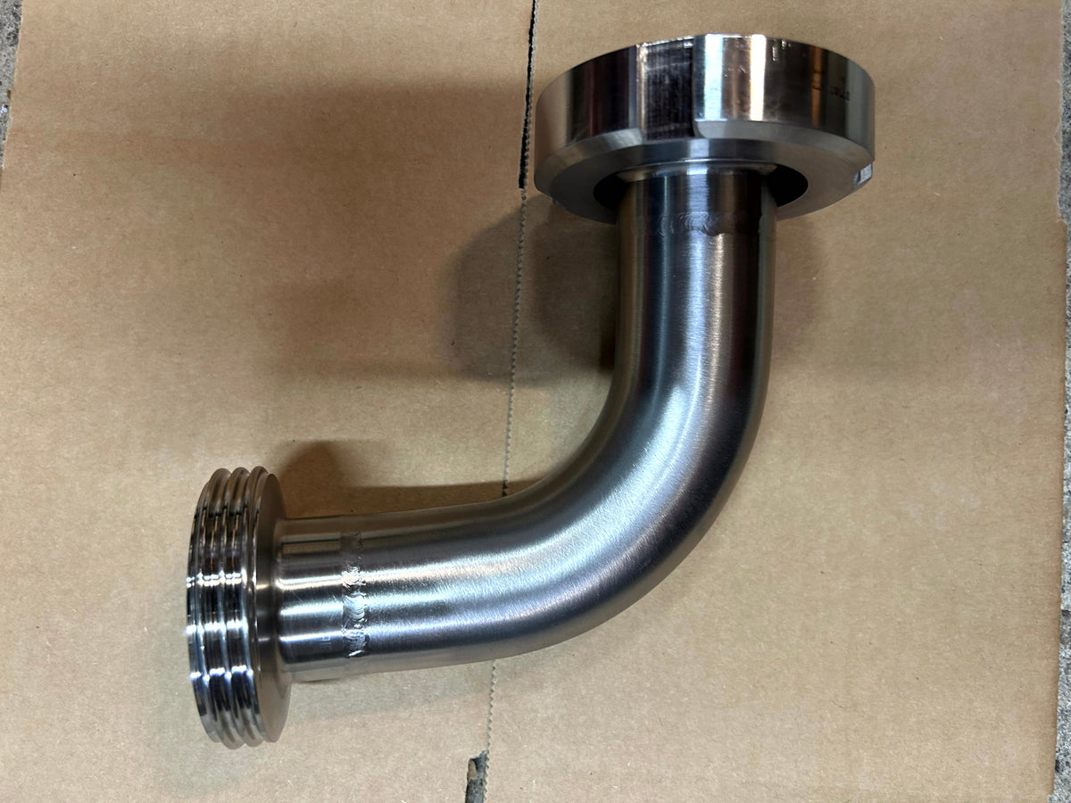 DIN to DIN Hygienic Elbow in stainless steel - view 1