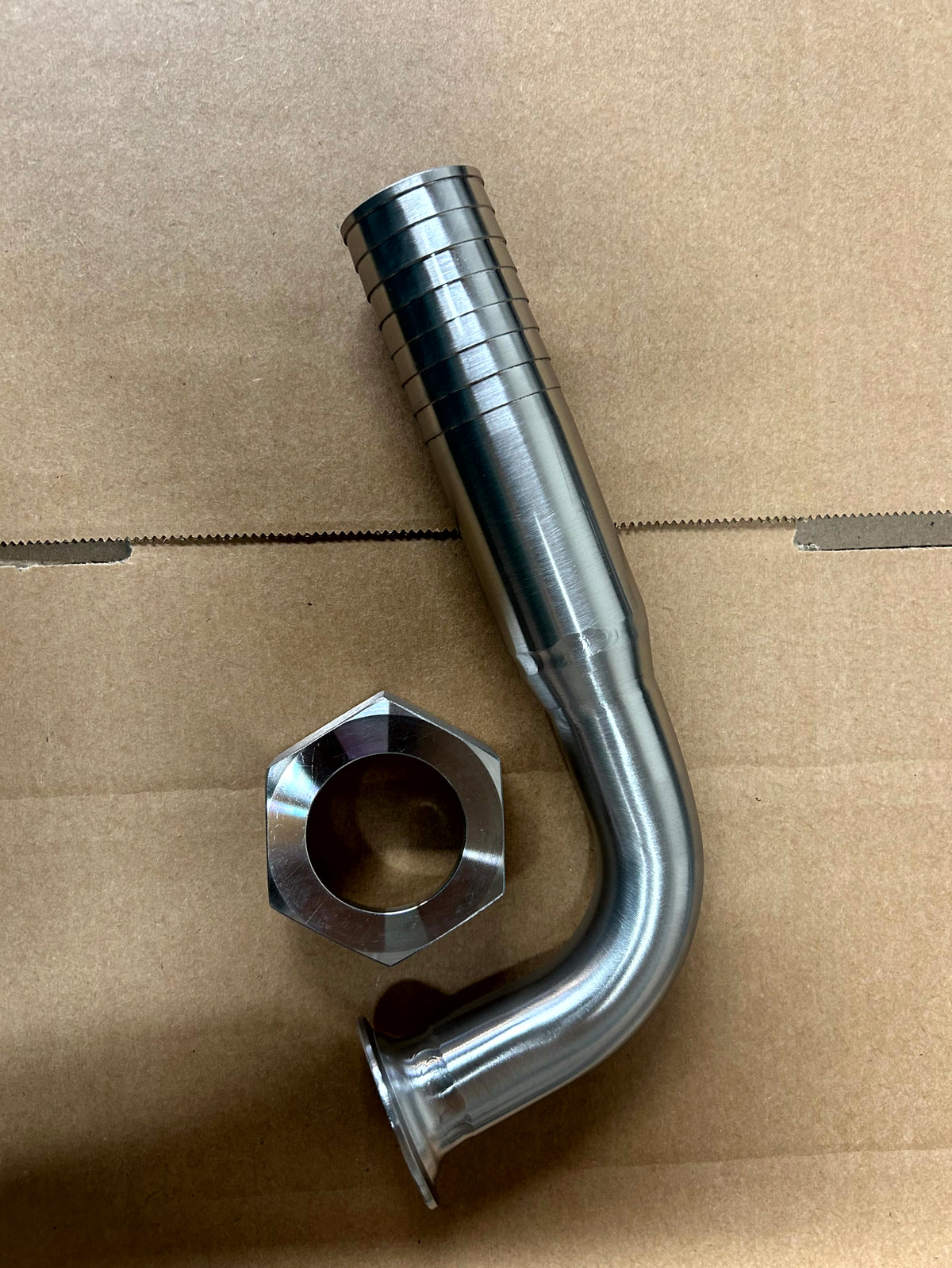 Hosetail to RJT Hygienic Elbow in stainless steel - view 4