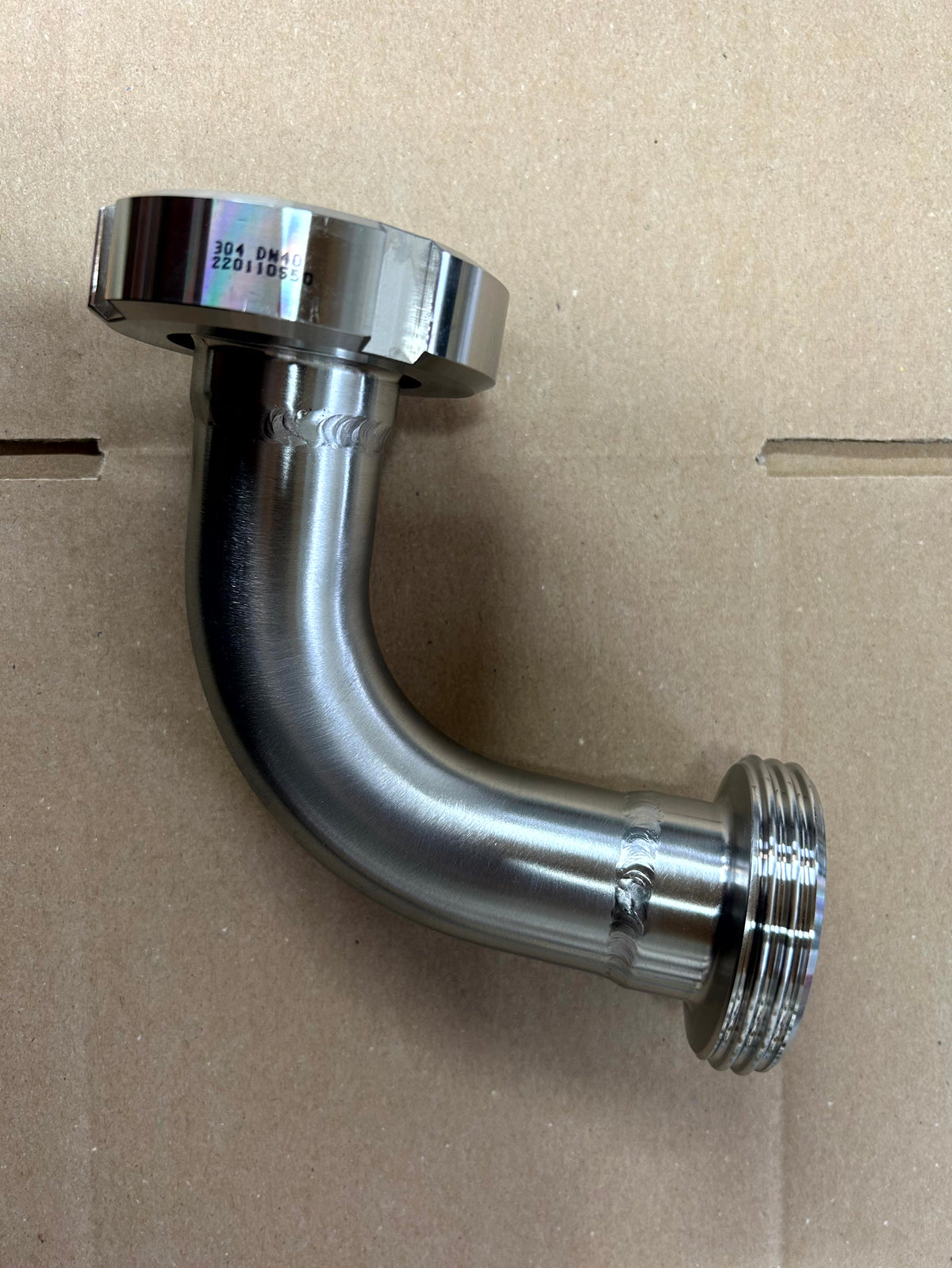 DIN to DIN Hygienic Elbow in stainless steel - view 3