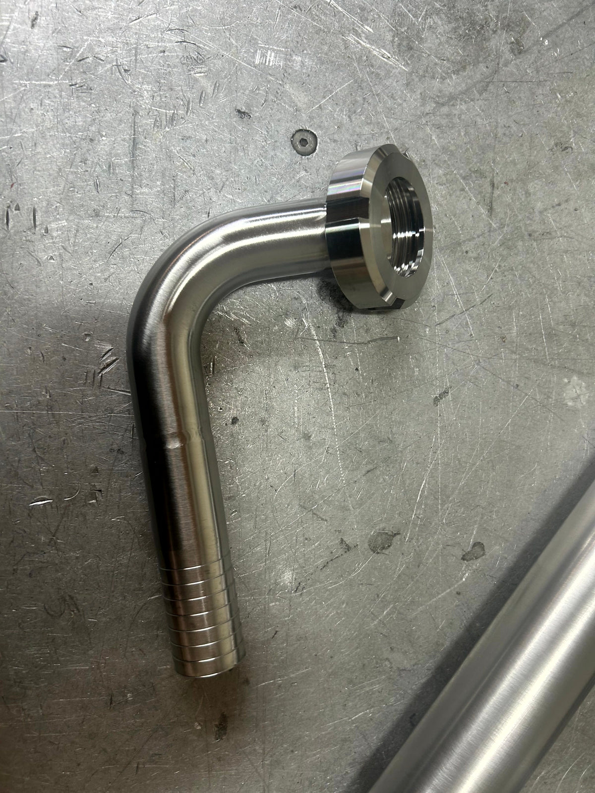 Hosetail to DIN Hygienic Elbow in stainless steel - view 5