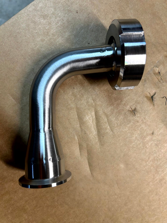 DIN to Tri-Clamp Hygienic Elbow in stainless steel