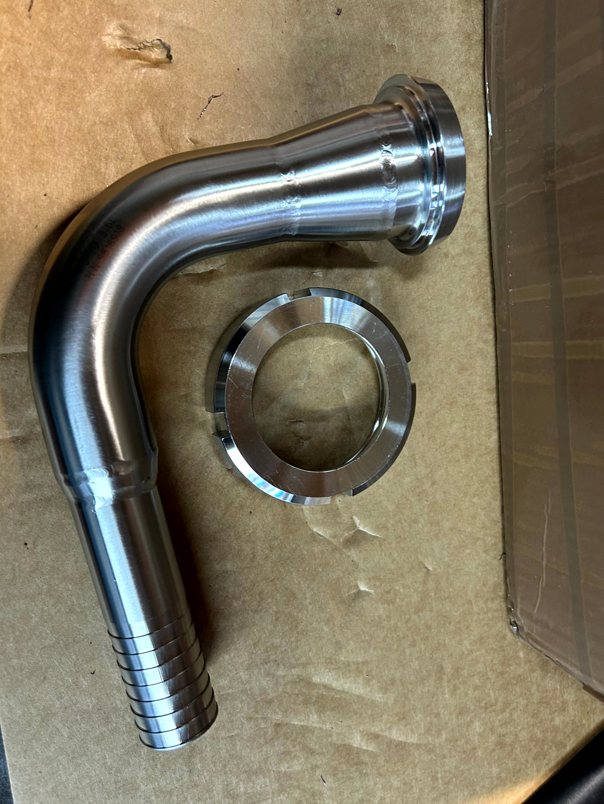 Hosetail to DIN Hygienic Elbow in stainless steel - view 4