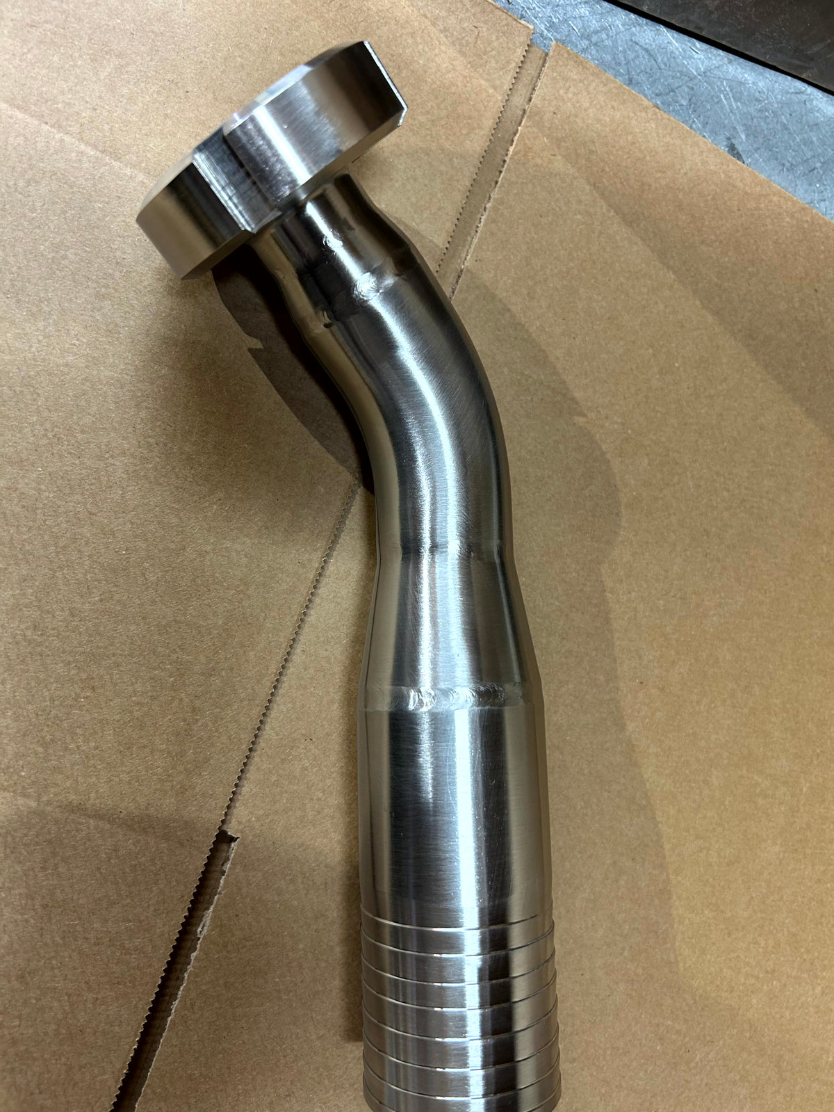 Hosetail to DIN Hygienic Elbow in stainless steel - view 3
