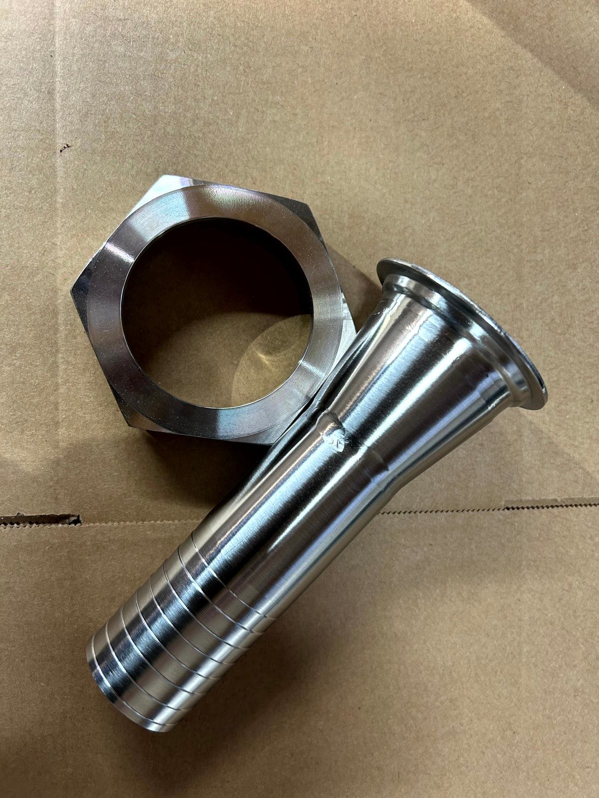316 stainless steel RJT Female to Hosetail Adaptor - view 1